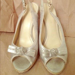 Silver platform espadrilles